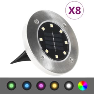 U24 grīdas spuldzes ar saules baterijām, 8 gab. Ar LED gaismām, RGB