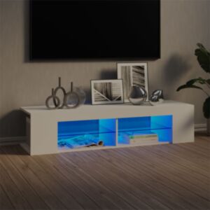 U24 televizora statīvs ar LED gaismām, balts, 135x39x30 cm