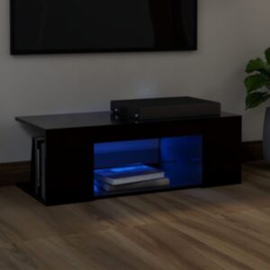 U24 televizora statīvs ar LED gaismām, melns, 90 x 39 x 30 cm