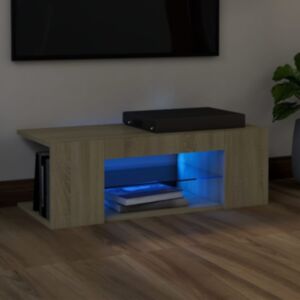 U24 TV statīvs ar LED gaismām, Sonoma ozols, 90 x 39 x 30 cm