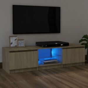 U24 тумба под телевизор со светодиодной подсветкой, дуб сонома, 120 x 30 x 35,5 см