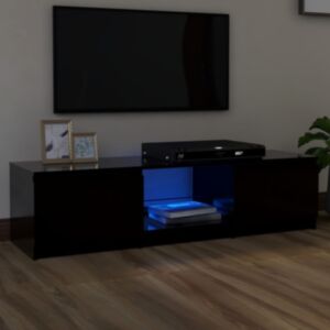 U24 TV statīvs ar LED gaismām, melns, 140 x 40 x 35,5 cm