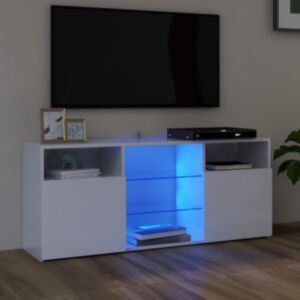 U24 TV statīvs ar LED gaismām, spīdīgs, balts, 120 x 30 x 50 cm