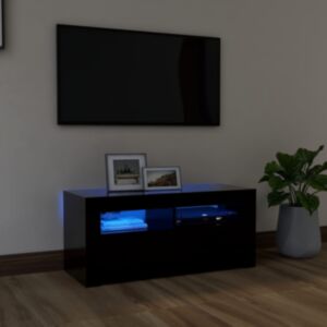 U24 тумба под телевизор со светодиодной подсветкой, черный, 90 x 35 x 40 см