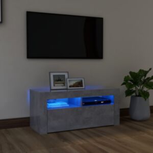 U24 televizora statīvs ar LED gaismām, betona pelēks, 90 x 35 x 40 cm