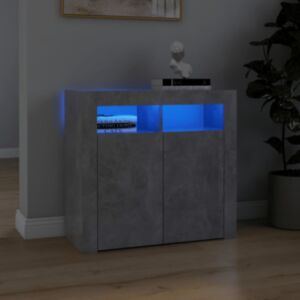 U24 bufete ar LED gaismu, betona pelēka, 80 x 35 x 75 cm