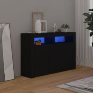 U24 bufete ar LED gaismu, melna, 115,5x30x75 cm