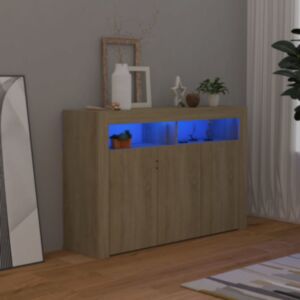 U24 bufete ar LED gaismām, Sonoma ozols, 115,5 x 30 x 75 cm