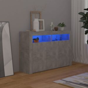 U24 bufete ar LED gaismu, betona pelēka, 115,5 x 30 x 75 cm
