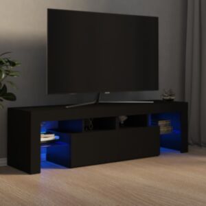 U24 televizora statīvs ar LED gaismām, melns, 140 x 35 x 40 cm