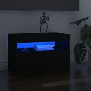 U24 TV statīvs ar LED gaismām, 2gb, melns, 60x35x40 cm