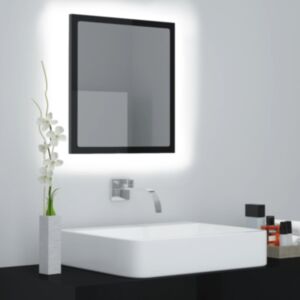 U24 LED vannas istabas spoguļu skapis, spīdīgs, melns, 40 x 8,5 x 37 cm, skaidu plātne