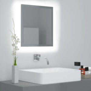 U24 LED vannas istabas spoguļu skapis, pelēks, 40 x 8,5 x 37 cm, skaidu plātne