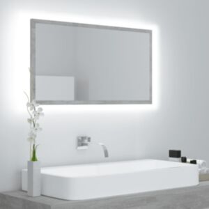 U24 LED Зеркальный шкафчик для ванной, серый бетон, 80 x 8,5 x 37 см, ДСП