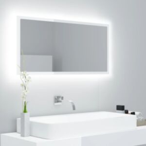 U24 LED зеркальный шкаф для ванной комнаты, глянцевый белый, 90x8,5x37см, акрил
