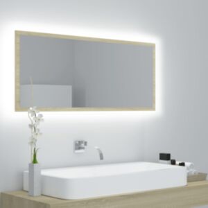U24 LED Зеркальный шкафчик для ванной, дуб Сонома, 90 x 8,5 x 37 см, ДСП