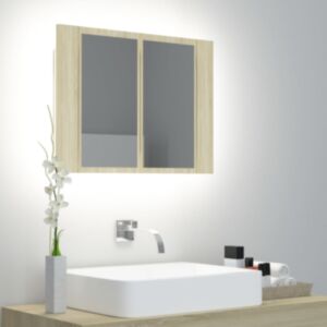 U24 LED зеркальный шкафчик Sonoma дуб 60 x 12 x 45 см