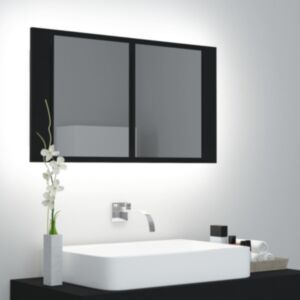 U24 LED зеркальный шкаф черный 80x12x45 см