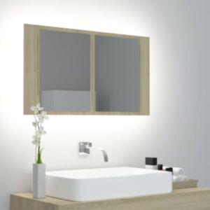 U24 LED spoguļu skapis Sonoma ozols 80x12x45 cm