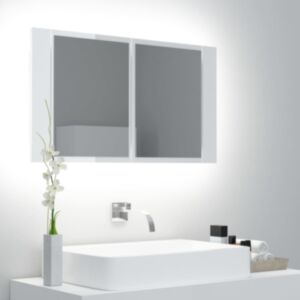 U24 LED зеркальный шкафчик белый глянцевый 80x12x45 см