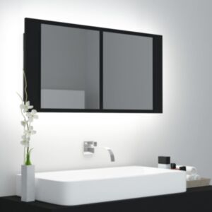 U24 LED зеркальный шкафчик, черный, 90 x 12 x 45 см