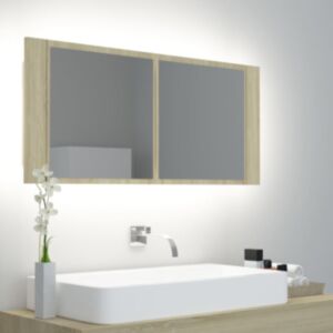 U24 LED зеркальный шкафчик Sonoma дуб 100 x 12 x 45 см
