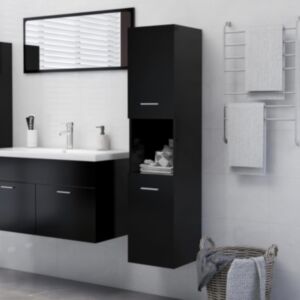 U24 vannas istabas skapis melns 30 x 30 x 130 cm skaidu plātne