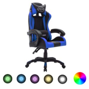 Гоночное кресло U24 с RGB-подсветкой, синий и черный цвета, искусственная кожа
