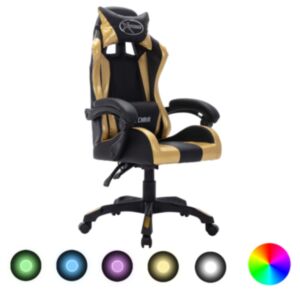 Гоночное кресло U24 с RGB-подсветкой, золотисто-черный цвет, искусственная кожа