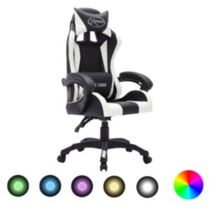 Гоночное кресло U24 с RGB-подсветкой, белый и черный цвета, искусственная кожа