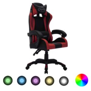 Гоночное кресло U24 со светодиодной подсветкой RGB, бордовый и черный, искусственная кожа