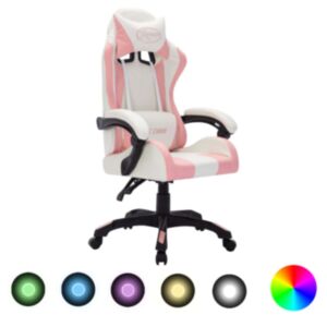 Гоночное кресло U24 с RGB-подсветкой, розовое и черное, искусственная кожа