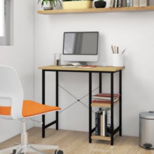 Pood24 arvutilaud, must ja hele tamm, 80 x 40 x 72 cm, MDF ja metall
