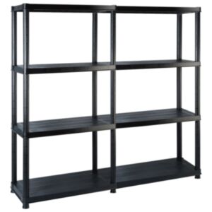 U24 uzglabāšanas plaukts 4 stāvu, melns, 122 x 30,5 x 130 cm, plastmasa