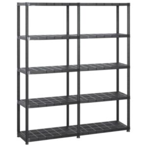 U24 uzglabāšanas plaukts, 5 stāvi, melns, 142 x 38 x 170 cm, plastmasa