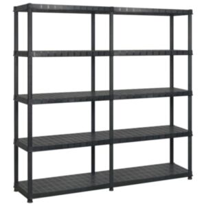 U24 полка для хранения, 5 этажей, черная, 183 x 45,7 x 185 см, пластик