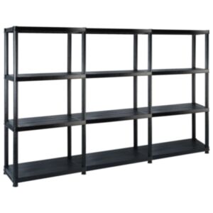 U24 полка для хранения 4-х этажная, черная, 183 x 30,5 x 130 см, пластик