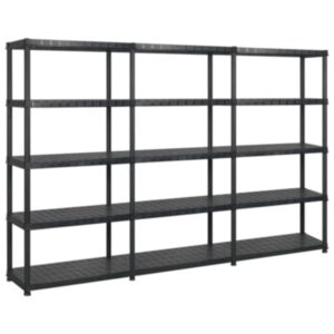 U24 uzglabāšanas plaukts, 5 stāvi, melns, 274,5 x 45,7 x 185 cm, plastmasa