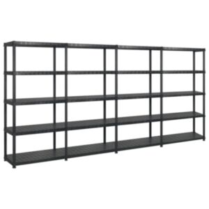 U24 uzglabāšanas plaukts, 5 stāvi, melns, 366 x 45,7 x 185 cm, plastmasa