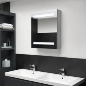 Зеркальный шкафчик для ванной U24 LED, серый бетон, 50 x 14 x 60 см