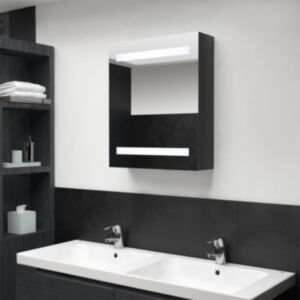 U24 LED зеркальный шкафчик для ванной комнаты, ярко-черный, 50 x 14 x 60 см