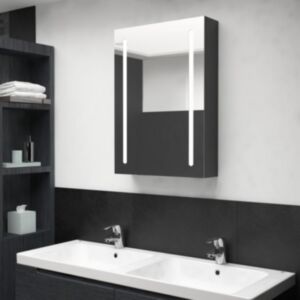 U24 LED зеркальный шкафчик для ванной комнаты, ярко-черный, 50 x 13 x 70 см