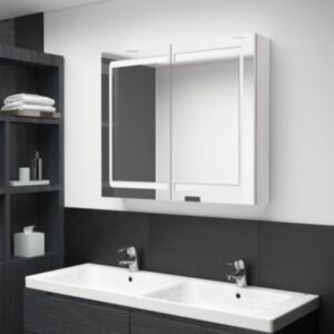 U24 LED Зеркальный шкафчик для ванной комнаты, ярко-белый, 80 x 12 x 68 см