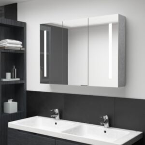 Зеркальный шкафчик для ванной U24 LED, серый бетон, 89 x 14 x 62 см
