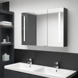 U24 LED зеркальный шкафчик для ванной комнаты, 89 x 14 x 62 см, ярко-черный