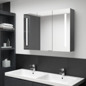 U24 LED зеркальный шкафчик для ванной комнаты, 89 x 14 x 62 см, серый