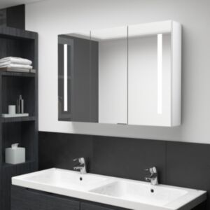 U24 LED зеркальный шкафчик для ванной комнаты, 89 x 14 x 62 см, ярко-белый