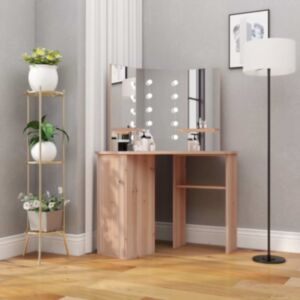 U24 stūra tualetes galds ar LED gaismu, ozols, 111 x 54 x 141,5 cm