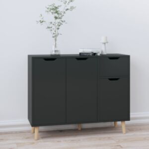 Pood24 puhvetkapp, kõrgläikega must, 90x30x72 cm, puitlaastplaat