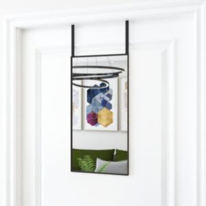 Pood24 uksepeegel, must, 30 x 60 cm, klaas ja alumiinium